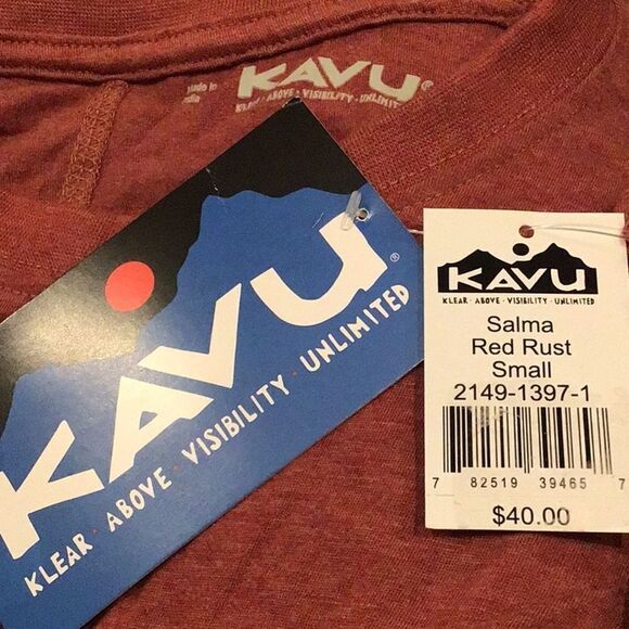Kavu SALMA Red Rust 3/4 Sleeve Performance Athleisure Pullover T Shirt NEW - Picture 14 of 16